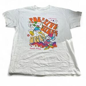 Disney Mickey Mouse & Minnie "Positive Vibes Only" T-Shirt | Size L